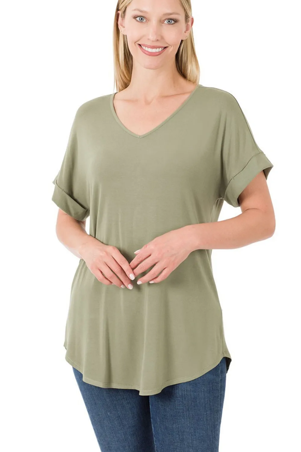 LUXE DRESSY V-NECK BLOUSE | SAGE