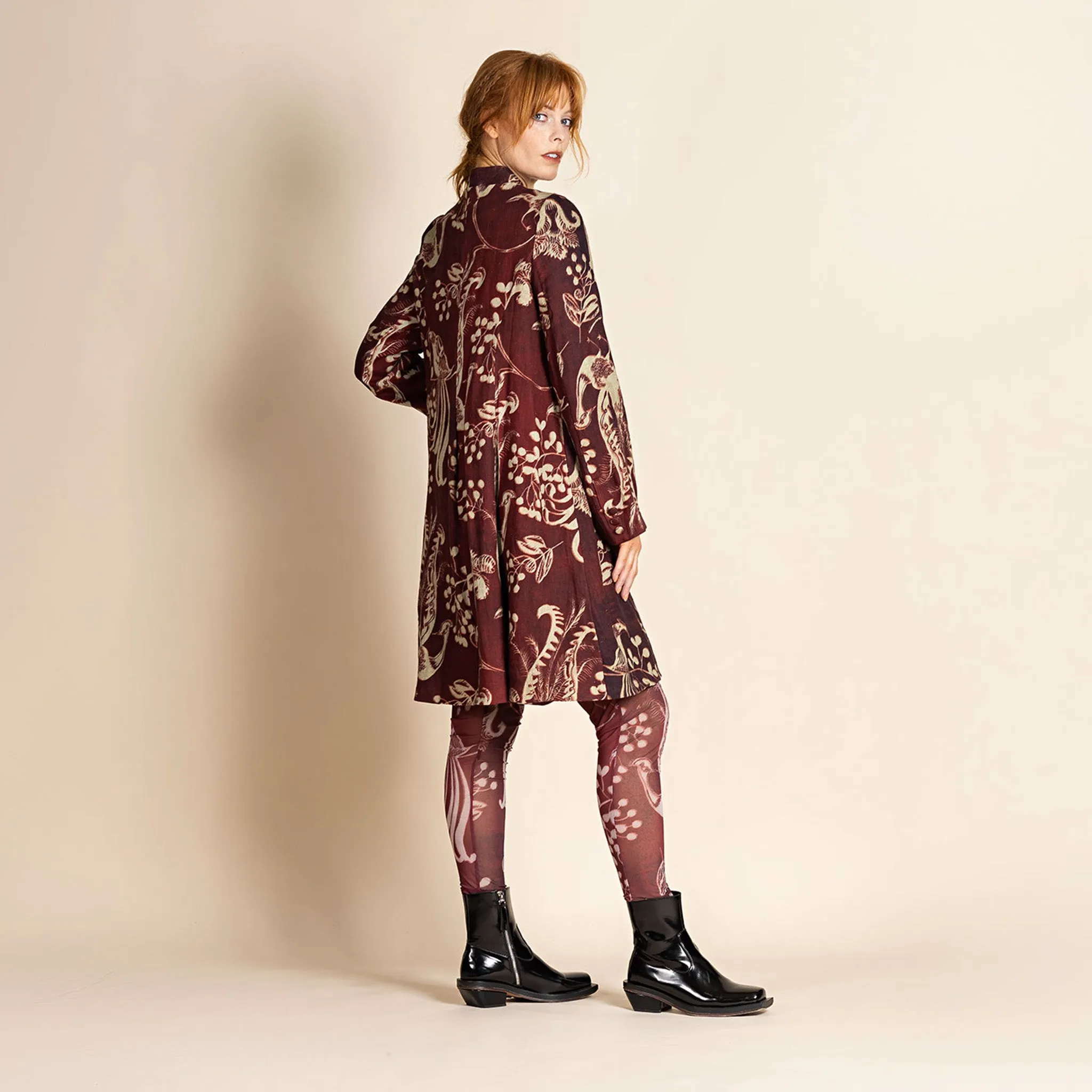 lyrebird tapestry techno coat