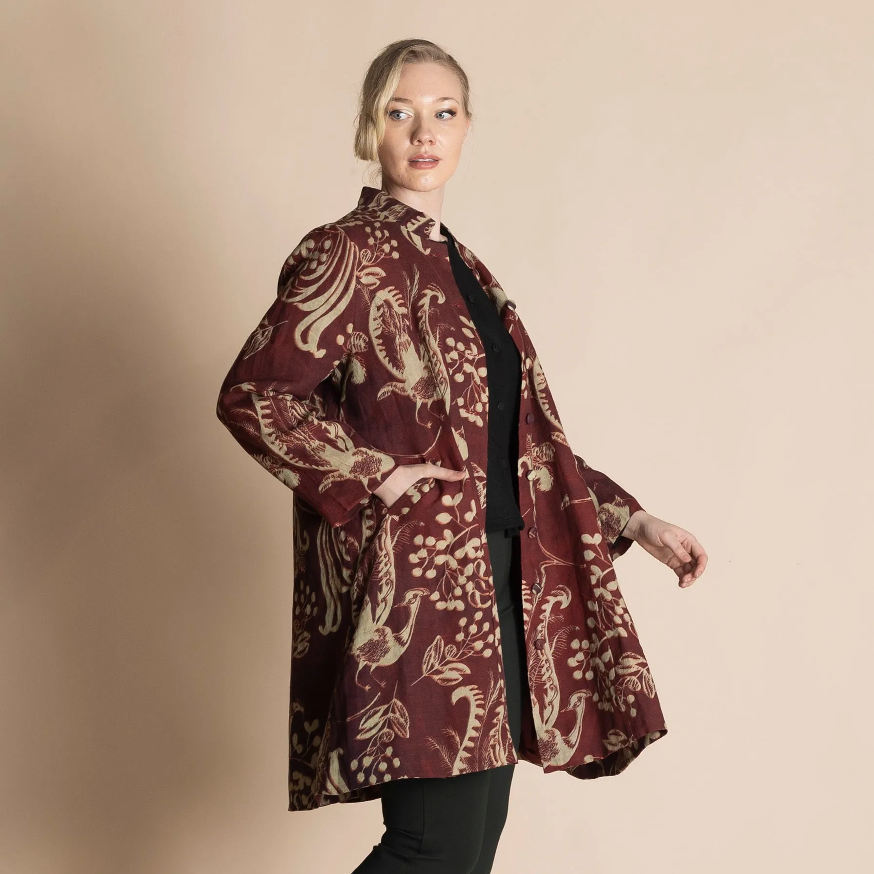 lyrebird tapestry techno coat