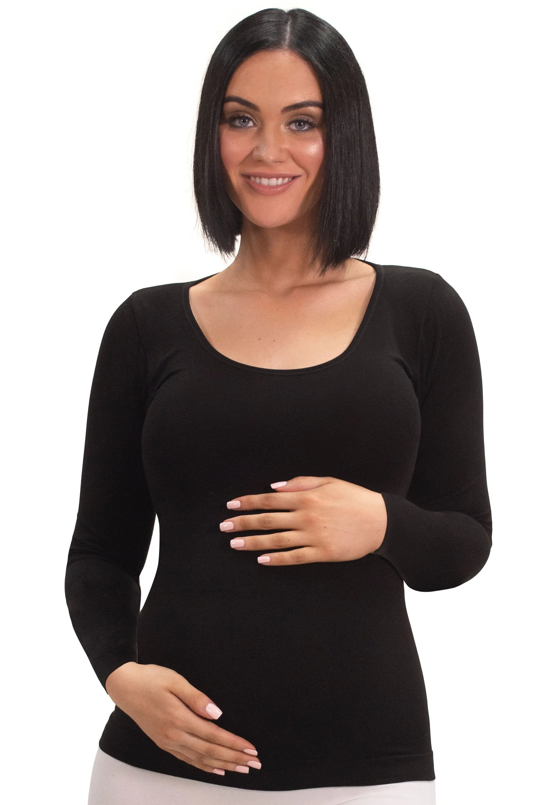 Maternity Bamboo Long Sleeve Top - 3 Pack