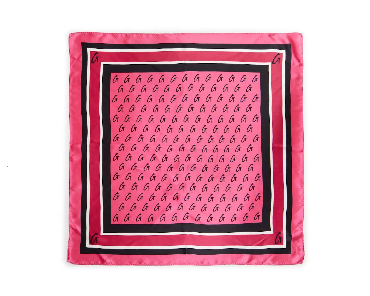 MONOGRAM SILK SCARF HOT PINK-MEDIUM