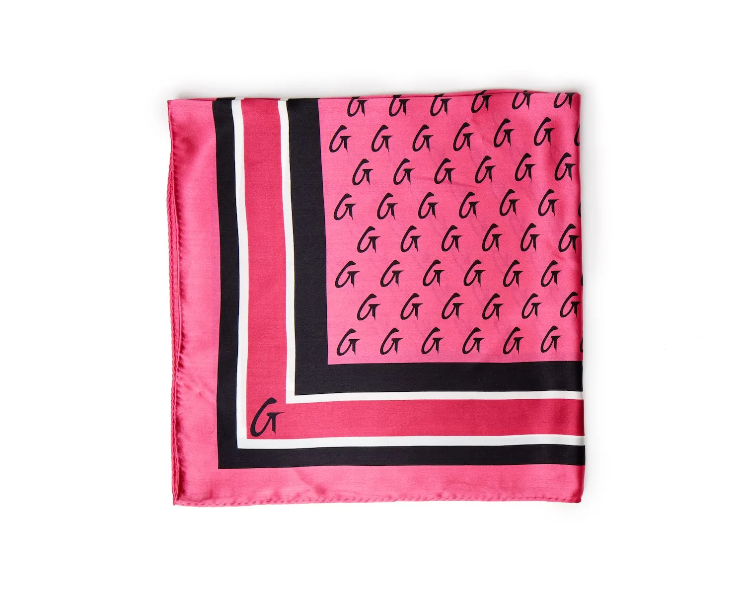 MONOGRAM SILK SCARF HOT PINK-MEDIUM