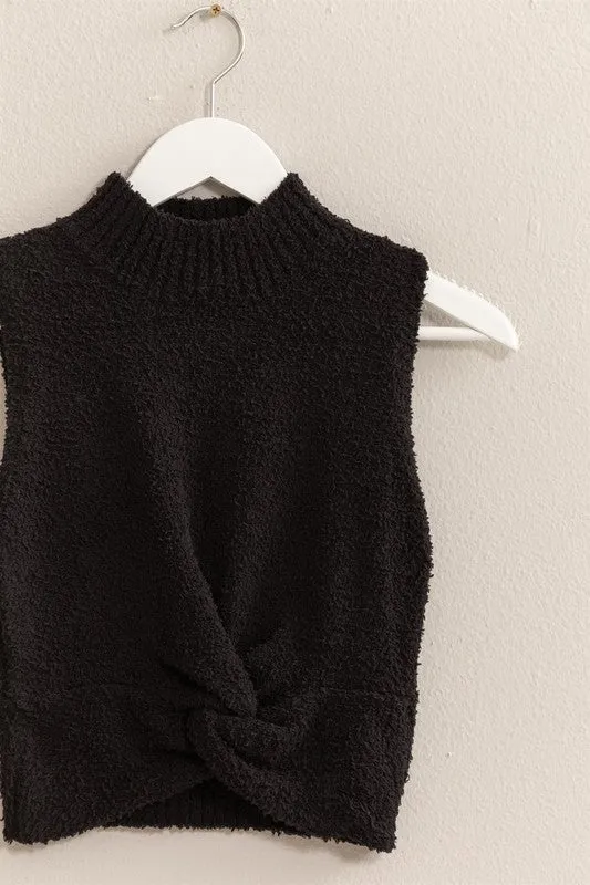 NANCY SLEEVELESS FUZZY KNIT TOP