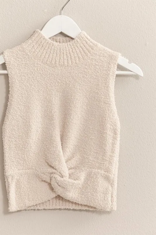 NANCY SLEEVELESS FUZZY KNIT TOP