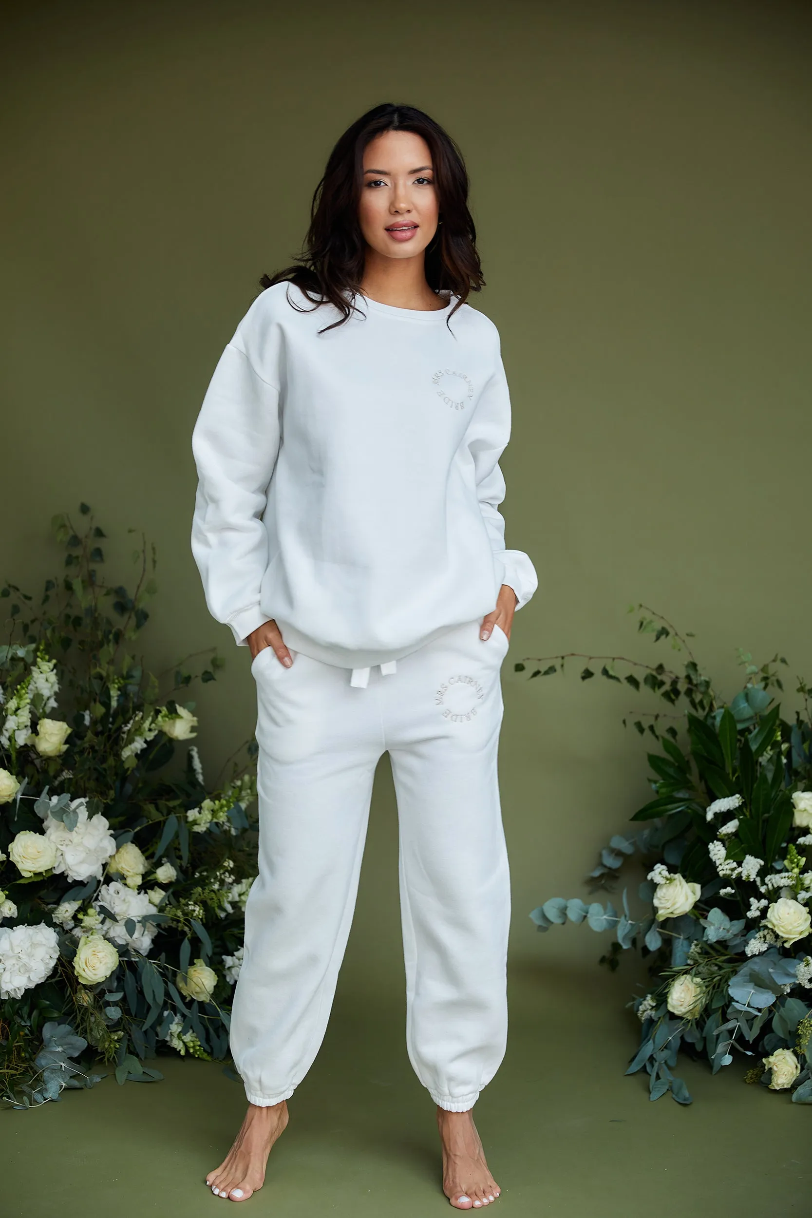 Personalised Bridal Circle Sweatshirt and Jogger Tracksuit - White