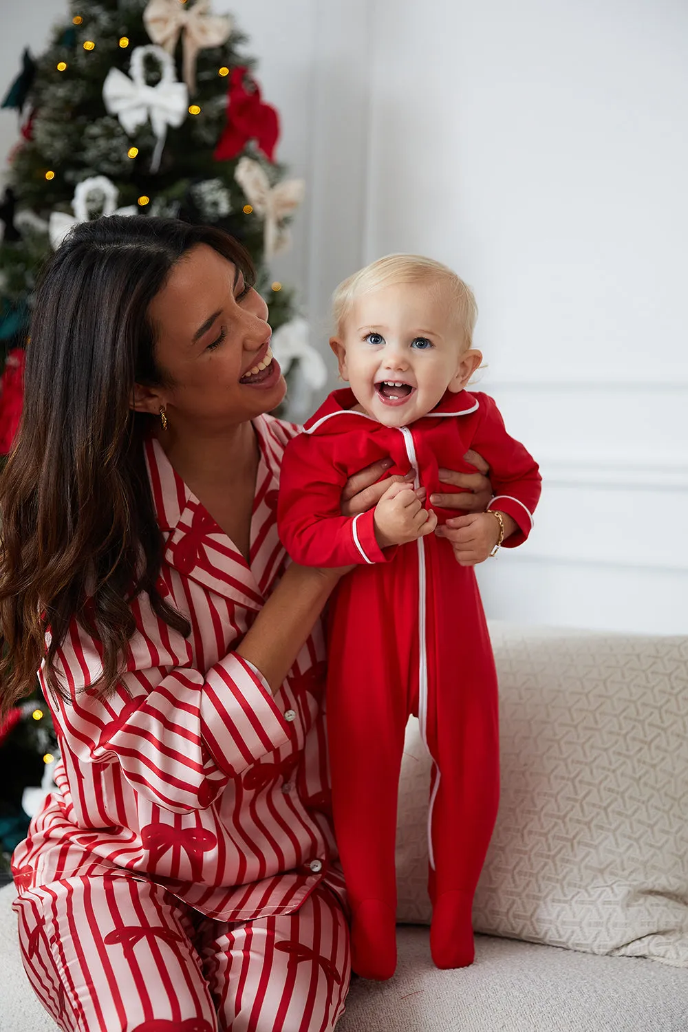 Personalised Children's Luxury Long Sleeve Pyjama Set - Stripe/Bow