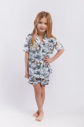 Personalised Girls Satin Short Sleeve Pyjama Set - Safari