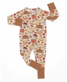 [Pre Order] Fabulous Fall Gobble til you Wobble - Bamboo Zippy Romper (EST SHIP LATE OCT)