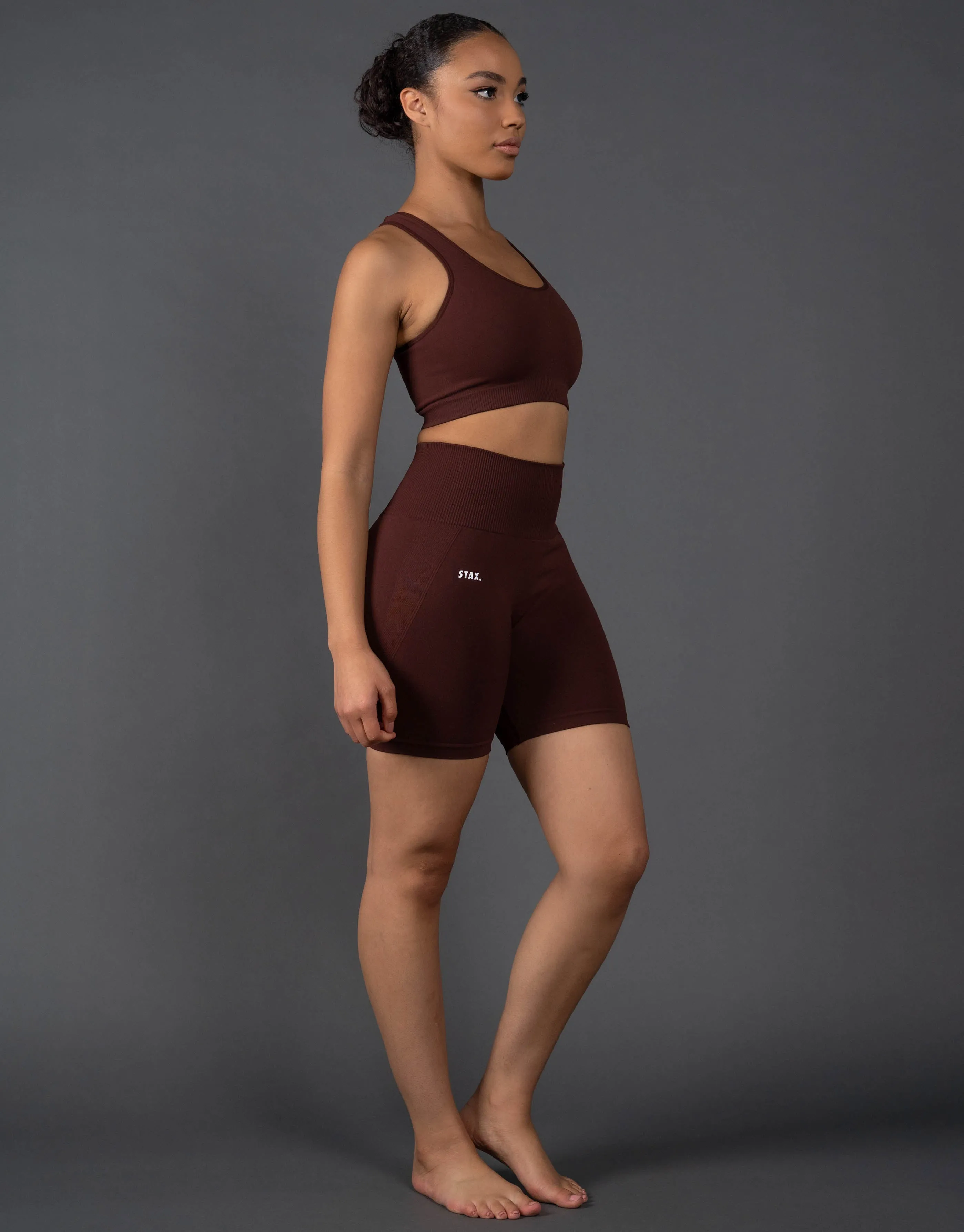 Premium Seamless Midi Bike Shorts V5.1 - Umber