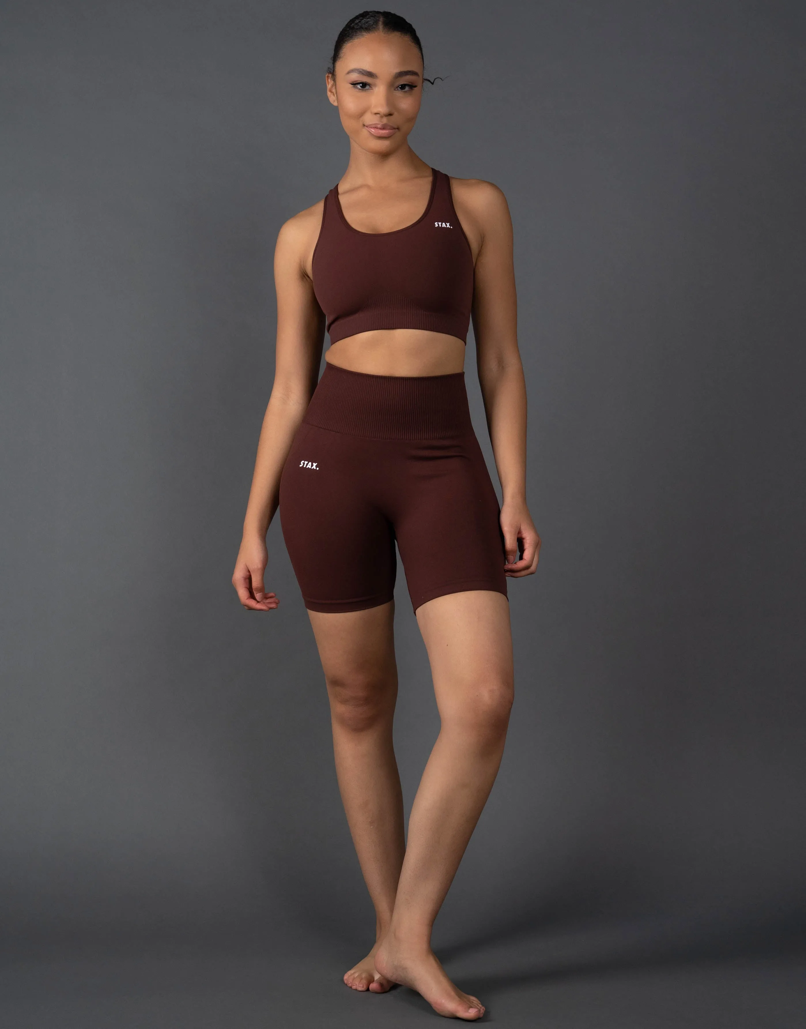 Premium Seamless Midi Bike Shorts V5.1 - Umber