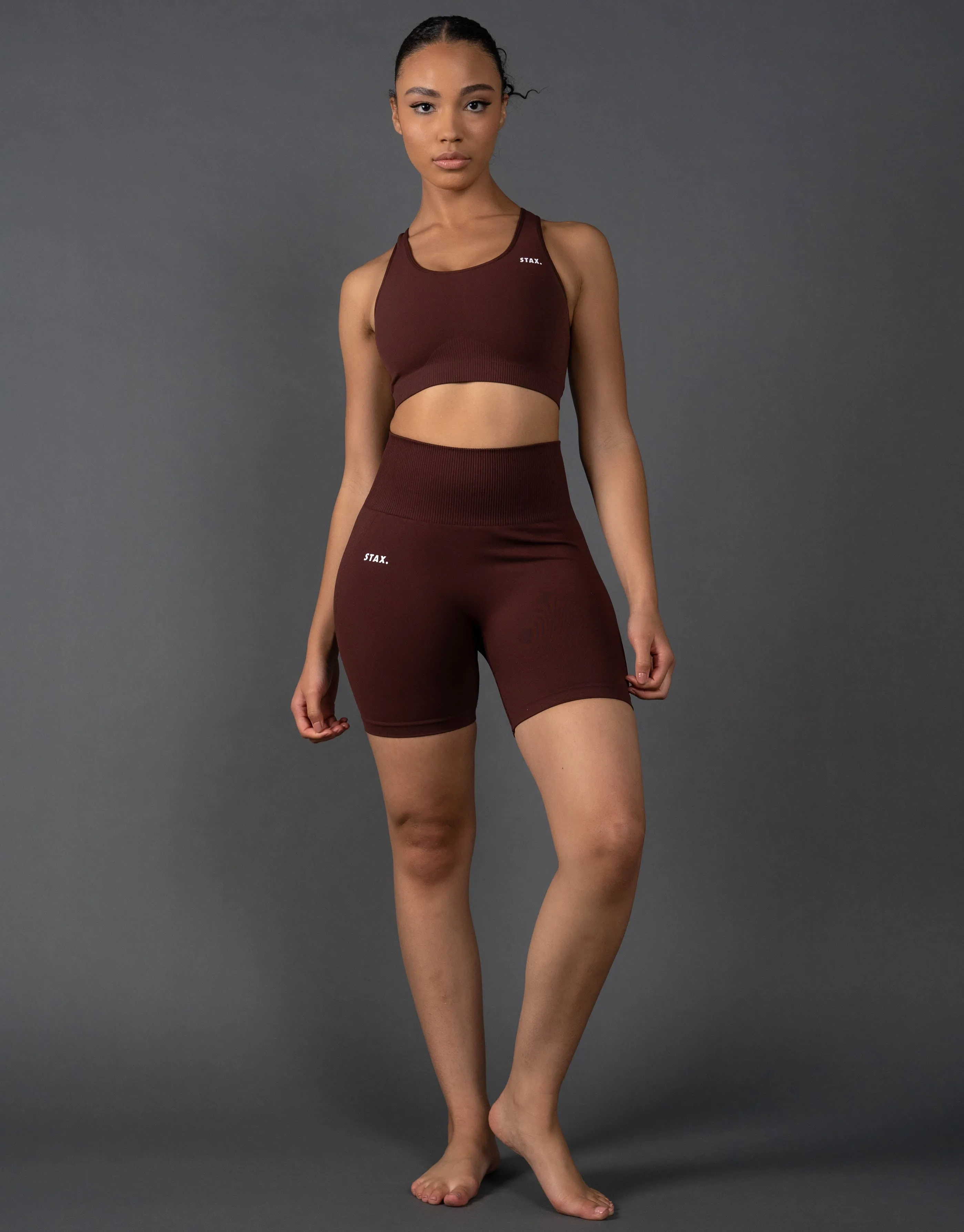 Premium Seamless Midi Bike Shorts V5.1 - Umber