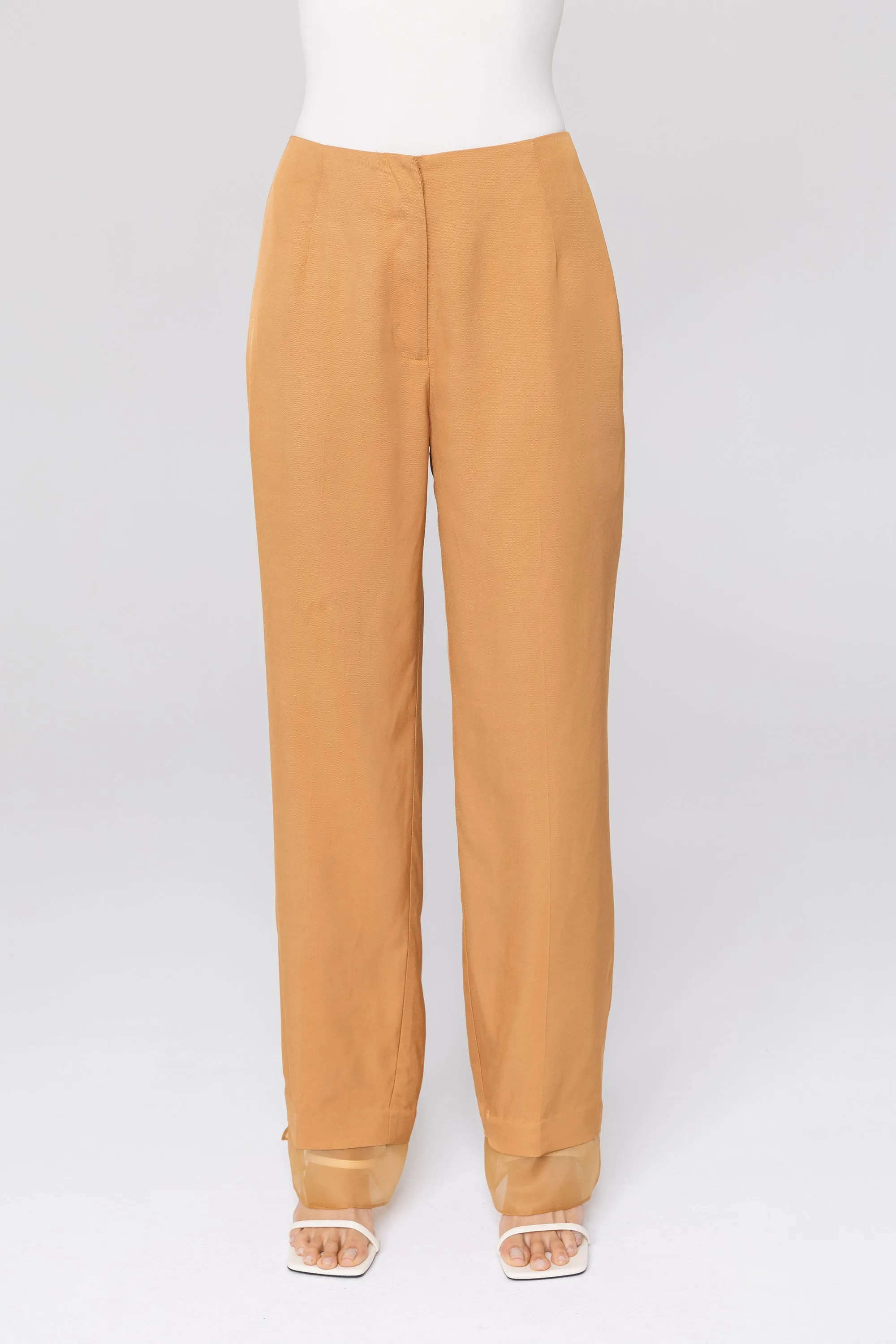 Rayan Organza Trim Trousers - Brown Sugar