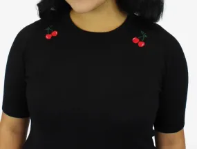 Red Cherry Black Rockabilly Top #CPT