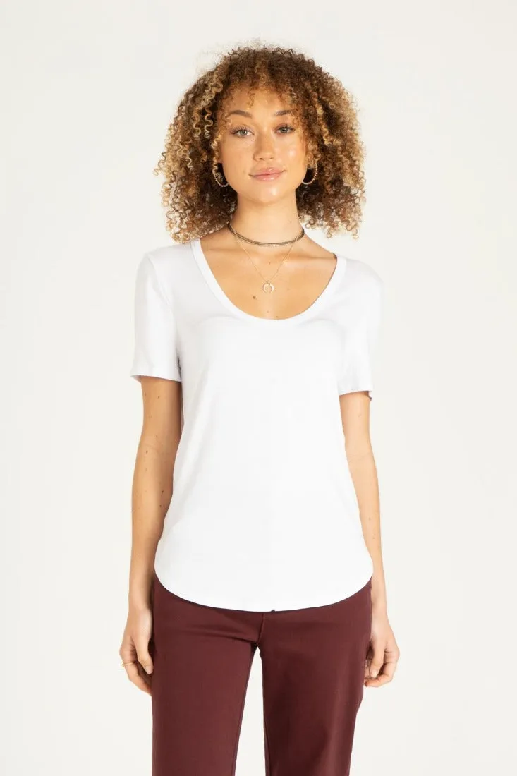 SCOOP NECK JERSEY TUNIC | WHITE