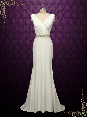 Simple Velvet Wedding Dress with Cowl Back AELIS