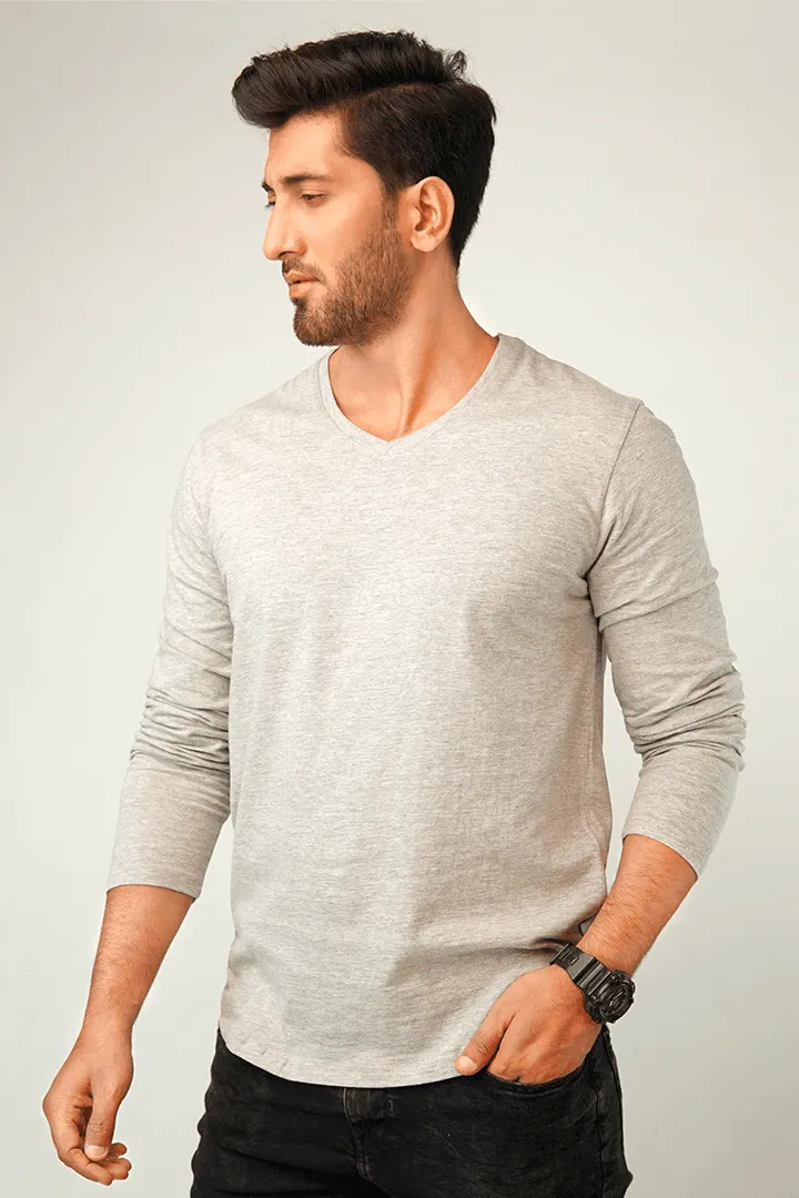 Stone V-Neck Full Sleeve T-Shirt