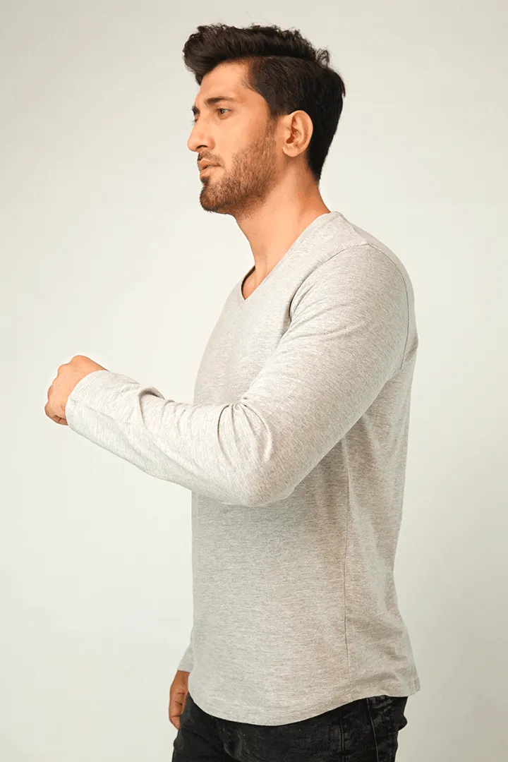 Stone V-Neck Full Sleeve T-Shirt