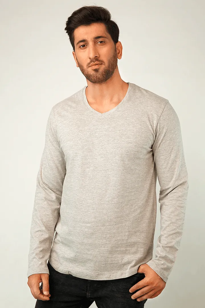 Stone V-Neck Full Sleeve T-Shirt