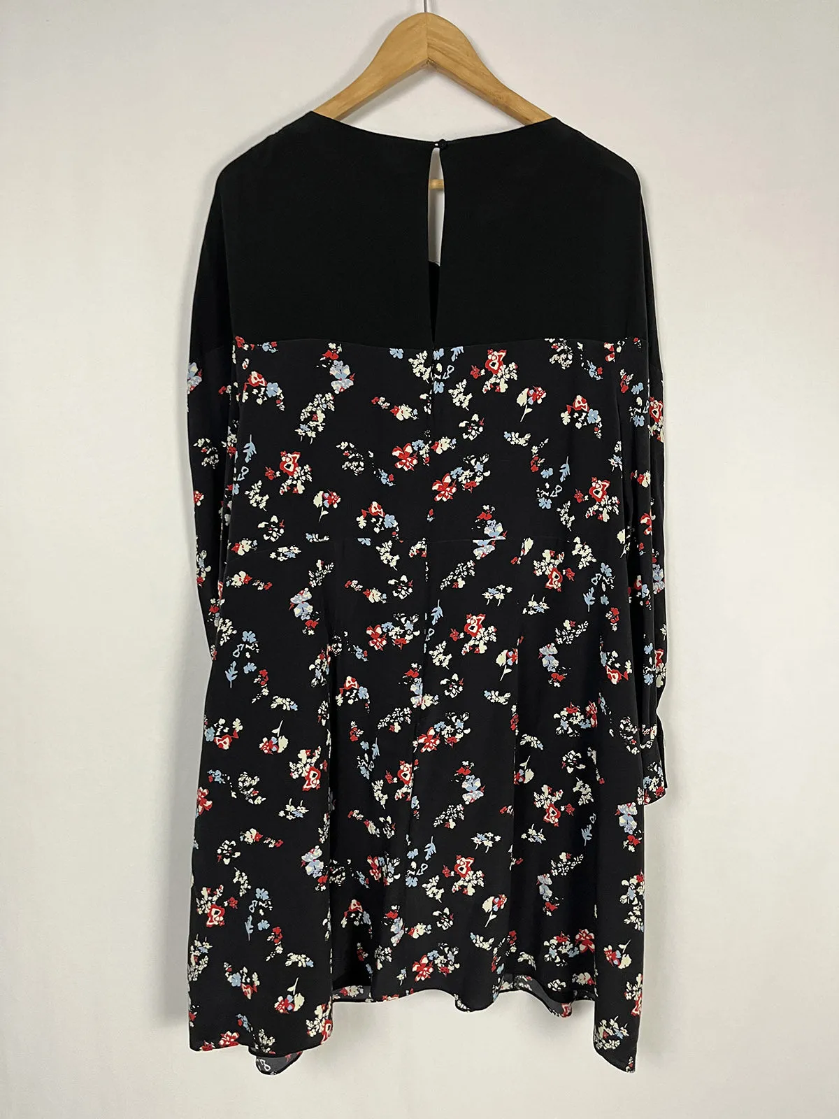 Tanya Taylor Size 22 Black & Red Ditsy Floral Mini Dress