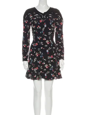 Tanya Taylor Size 22 Black & Red Ditsy Floral Mini Dress