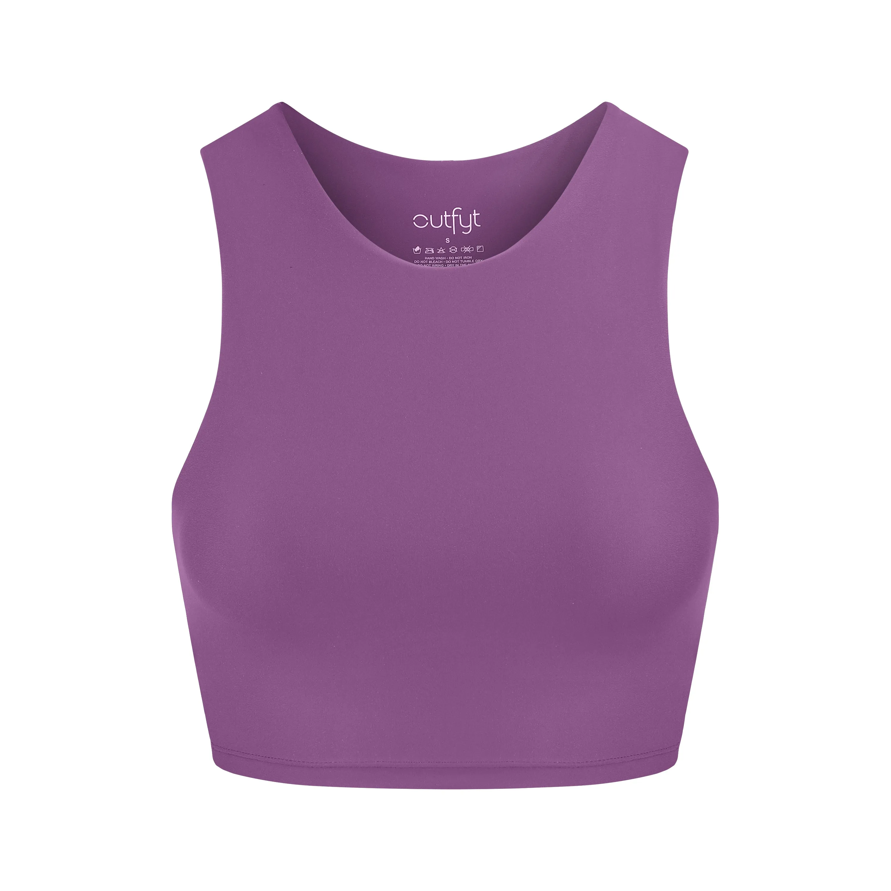 Tula High Neck Racer Back Crop Top | Recycled Nylon | Plum