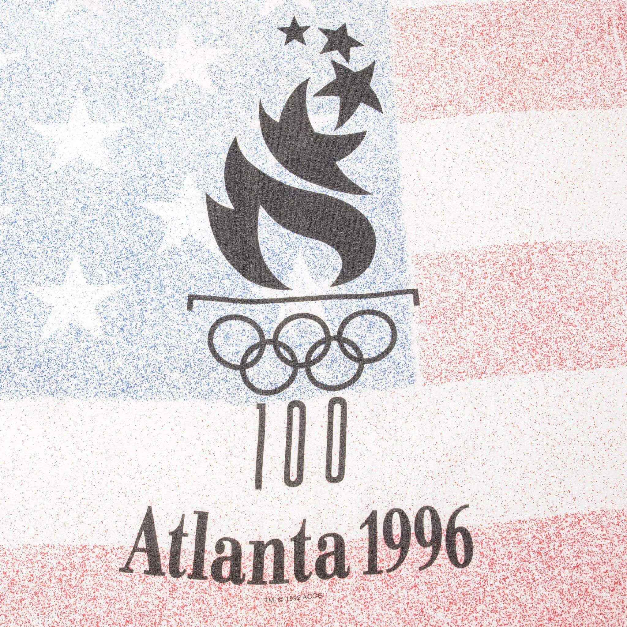 VINTAGE ALL OVER PRINT OLYMPIC GAMES ATLANTA 1996 TEE SHIRT 1992 SIZE XL