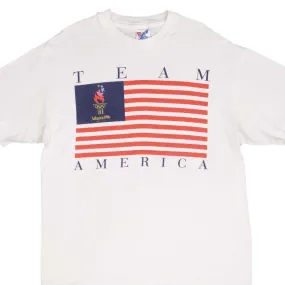 VINTAGE ATLANTA OLYMPIC GAMES 1996 TEAM AMERICA TEE SHIRT SIZE LARGE MADE IN USA