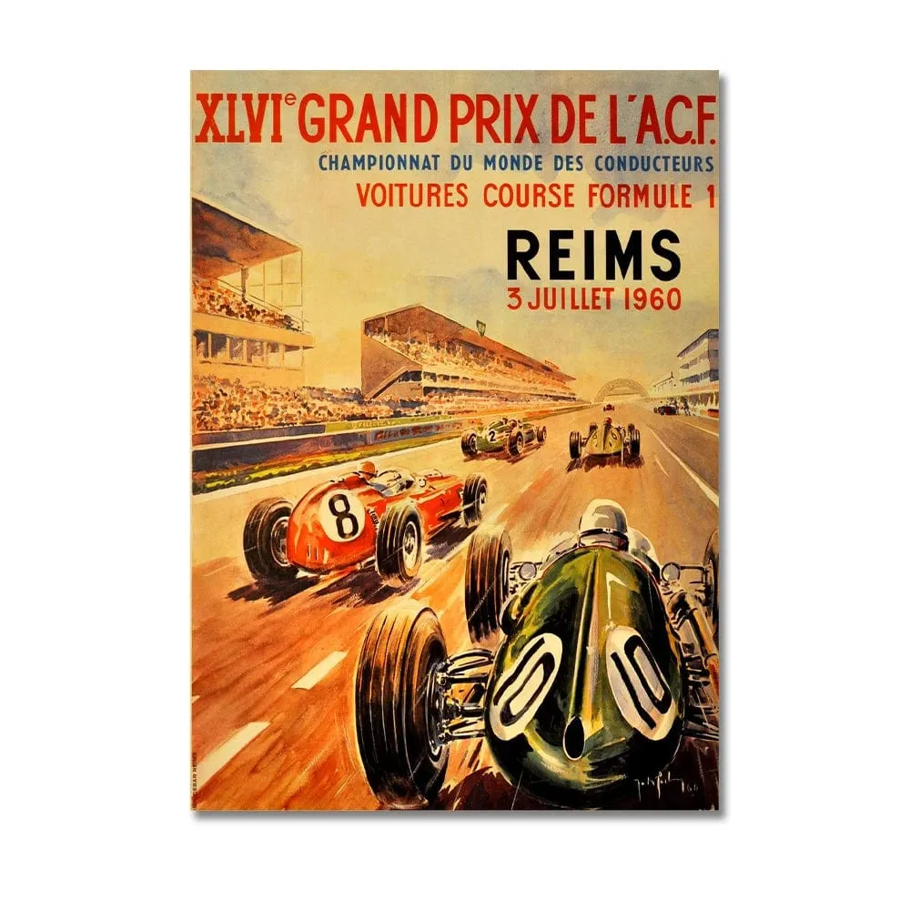 Vintage Car Racing Monaco Formula One Grand Prix F1 Race Canvas Painting Art Prints