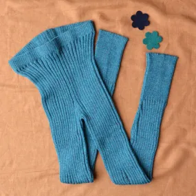 Women's High Waisted Knitted Rib Leggings - 100% Baby Alpaca - Light Peacock (S) *SECONDS/MENDED