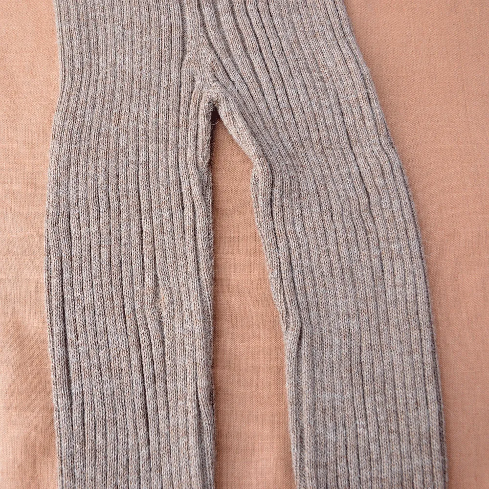 Women's High Waisted Knitted Rib Leggings - 100% Baby Alpaca - Mocha (L-XL) *SECONDS/MENDED